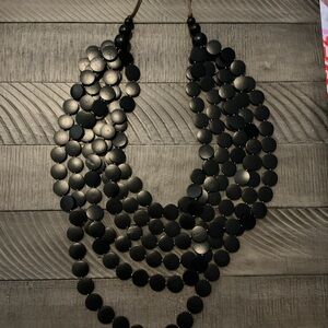 **🖤 Long Black Wood Statement Necklace 🖤**